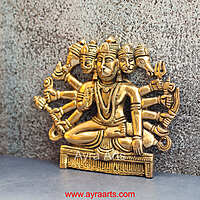 Brass Panchmukkhi Hanuman Wall Plate - 6.5 Inch Height