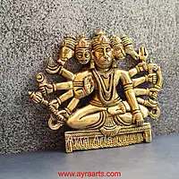 Brass Panchmukkhi Hanuman Wall Plate - 6.5 Inch Height