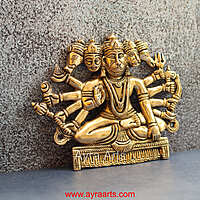 Brass Panchmukkhi Hanuman Wall Plate - 6.5 Inch Height