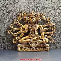 Brass Panchmukkhi Hanuman Wall Plate - 6.5 Inch Height