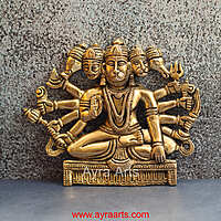 Brass Panchmukkhi Hanuman Wall Plate - 6.5 Inch Height