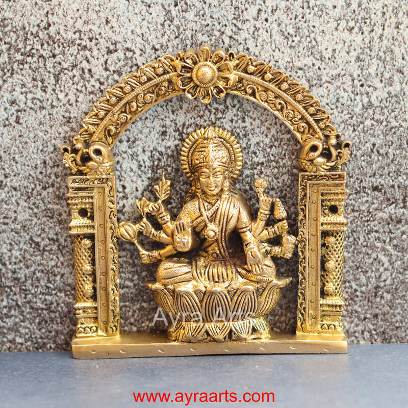 Brass Ashta Lakshmi Wall Art Plate Set for Pooja Room Decor - 6 Inch Height