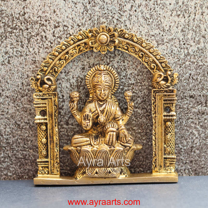 Brass Ashta Lakshmi Wall Art Plate Set for Pooja Room Decor - 6 Inch Height