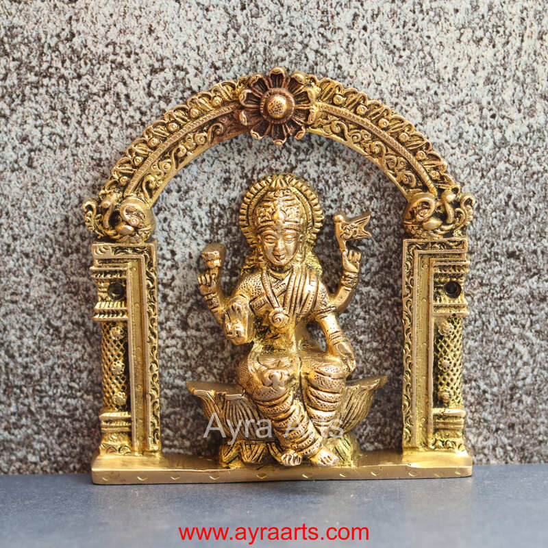 Brass Ashta Lakshmi Wall Art Plate Set for Pooja Room Decor - 6 Inch Height