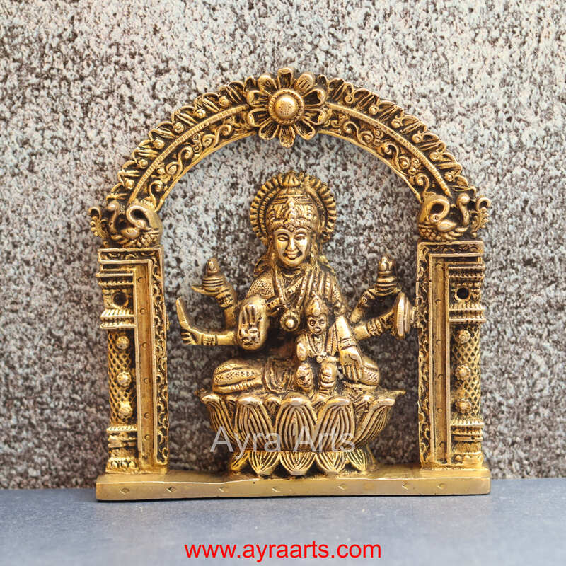Brass Ashta Lakshmi Wall Art Plate Set for Pooja Room Decor - 6 Inch Height