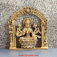 Brass Ashta Lakshmi Wall Art Plate Set for Pooja Room Decor - 6 Inch Height