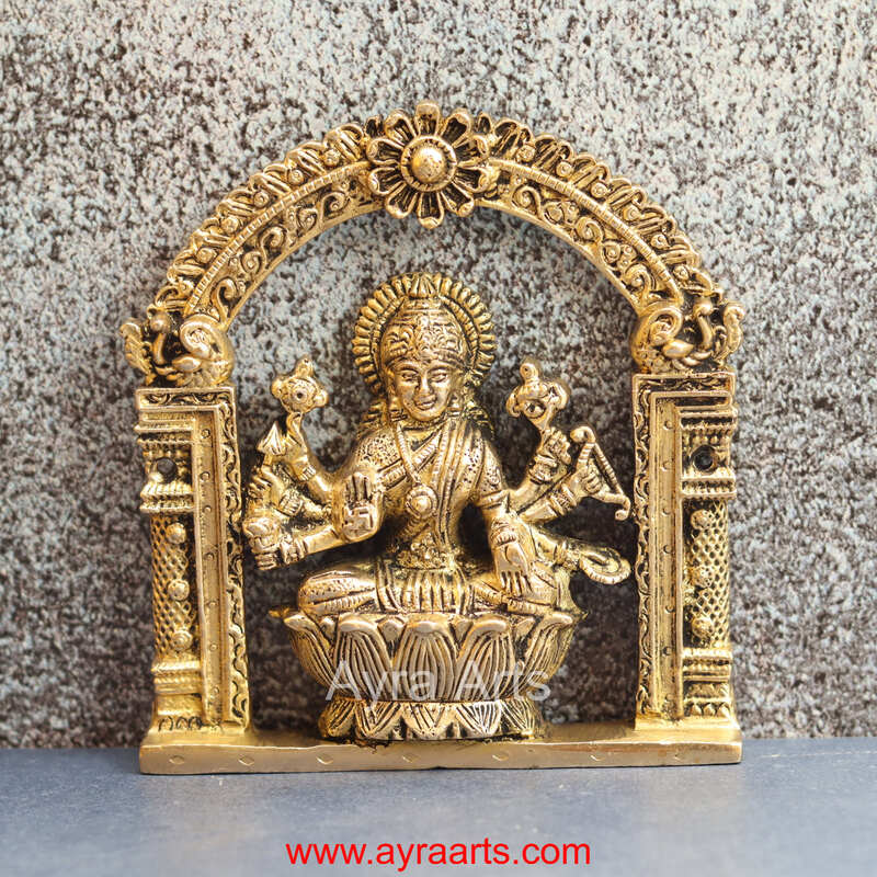 Brass Ashta Lakshmi Wall Art Plate Set for Pooja Room Decor - 6 Inch Height