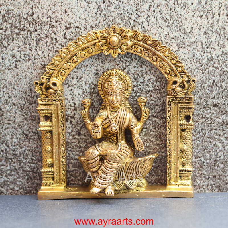 Brass Ashta Lakshmi Wall Art Plate Set for Pooja Room Decor - 6 Inch Height