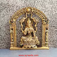 Brass Ashta Lakshmi Wall Art Plate Set for Pooja Room Decor - 6 Inch Height