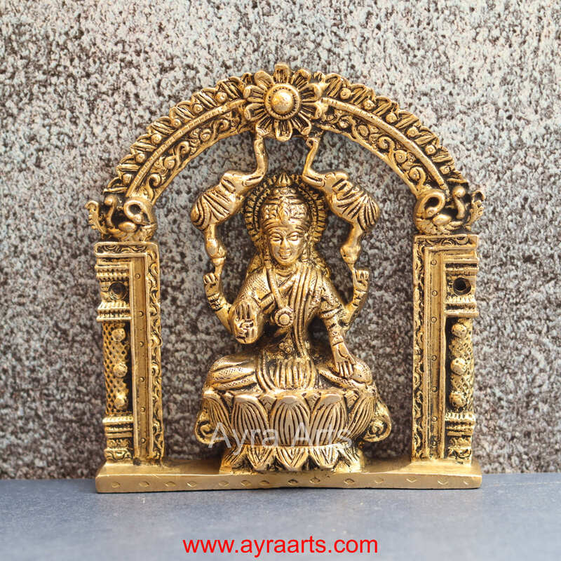 Brass Ashta Lakshmi Wall Art Plate Set for Pooja Room Decor - 6 Inch Height