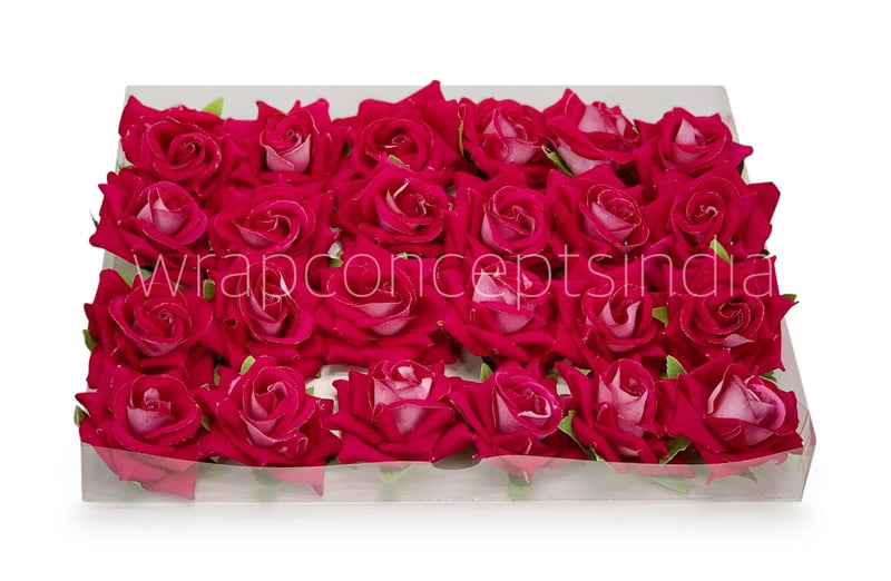 Rose With Leaves - Fuchsia Pink