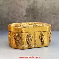 Dhashavatharam Engraved Storage Box In Pure Brass - 6 Inch Length