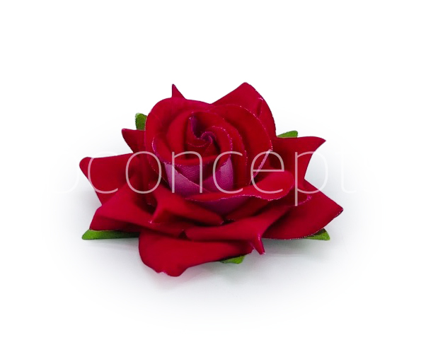 Rose With Leaves - Fuchsia Pink