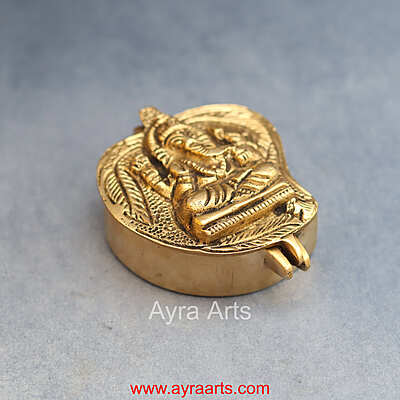 Brass Ganesha Storage Box - 3.5 Inch Length