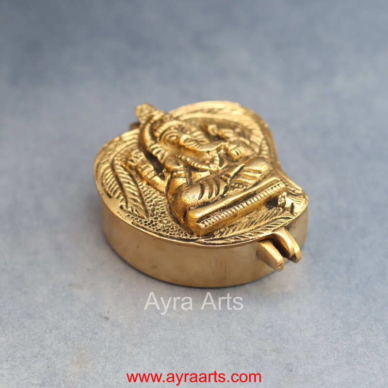 Brass Ganesha Storage Box - 3.5 Inch Length