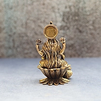 Premium Brass Goddess Dhana Lakshmi Idol sitting on Lotus With Kalash And Money Pot - 4 Inch Height
