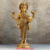 Hindu Lord Dhanvantari Avatar of Vishnu Idol in Brass - 14 Inch Height