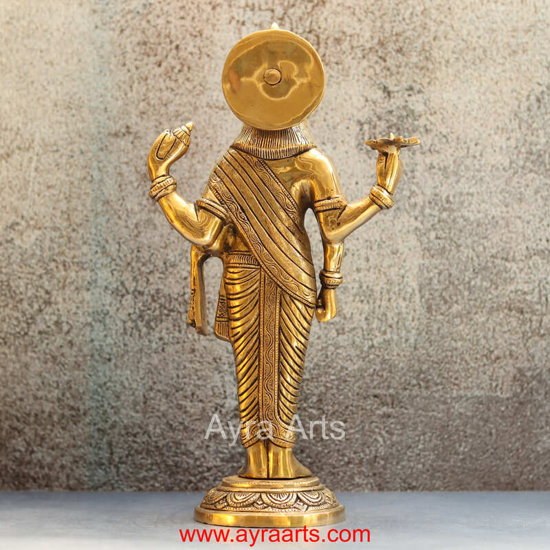 Hindu Lord Dhanvantari Avatar of Vishnu Idol in Brass - 14 Inch Height