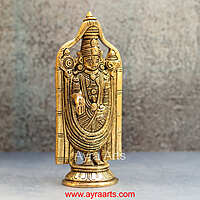 Brass Tirupati Balaji Venkateshwara Swami Idol - 8 inch Height | Magnificent Lord Vishnu Avatar