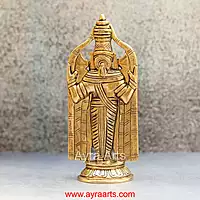 Brass Tirupati Balaji Venkateshwara Swami Idol - 8 inch Height | Magnificent Lord Vishnu Avatar