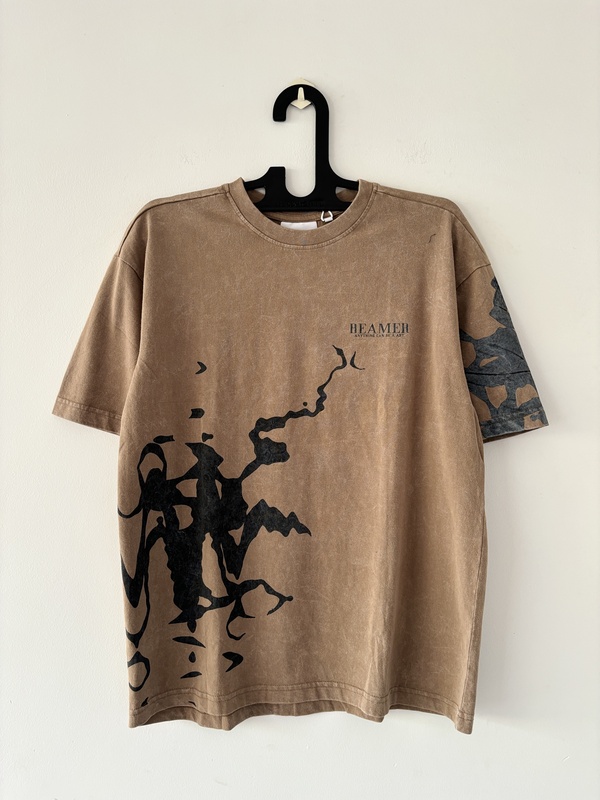 Dark beige Acid-wash Oversized T-shirts