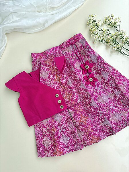 Fuchsia Dainty Brocade Silk Set