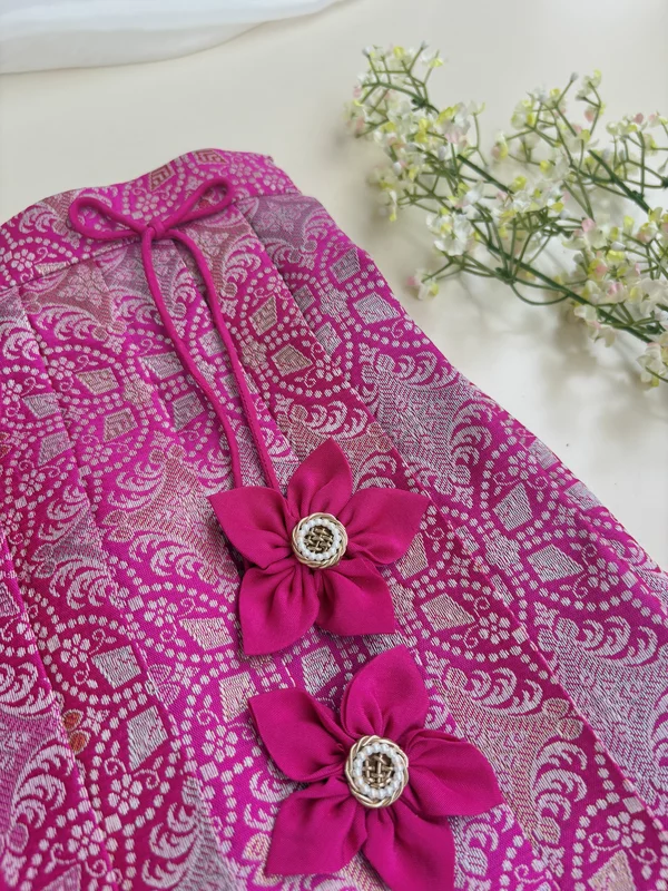 Fuchsia Dainty Brocade Silk Set