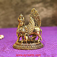 Premium Brass Kamadhenu The Wish-Fulfilling Cow Surabhi Statue - 4 Inch Height