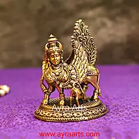Premium Brass Kamadhenu The Wish-Fulfilling Cow Surabhi Statue - 4 Inch Height