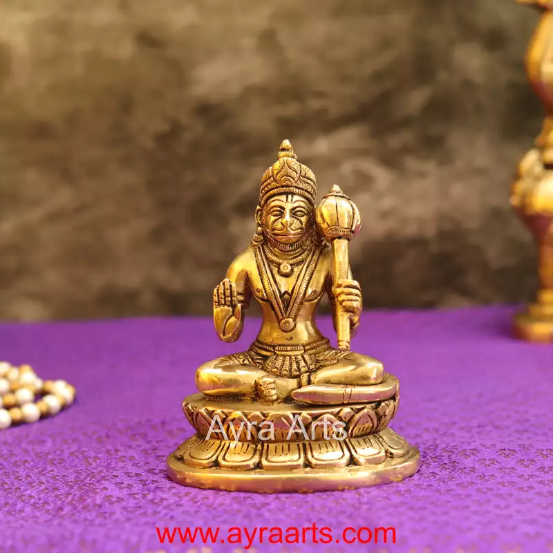 Brass Lord Hanuman Blessing Statue - 5 Inch Height