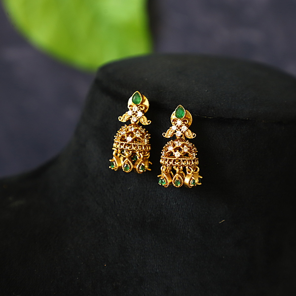 Emerald Jhumka  Light weight gold finish premium earrings