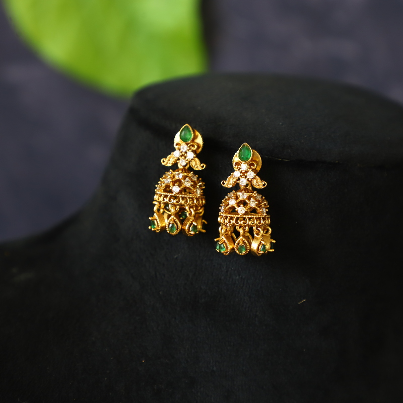 Emerald Jhumka  Light weight gold finish premium earrings