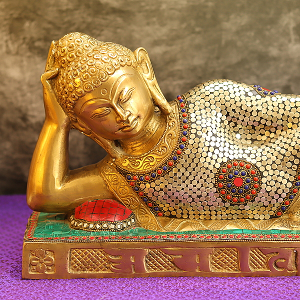Brass Gautham Buddha In Sleeping Pose - 20 Inch Length