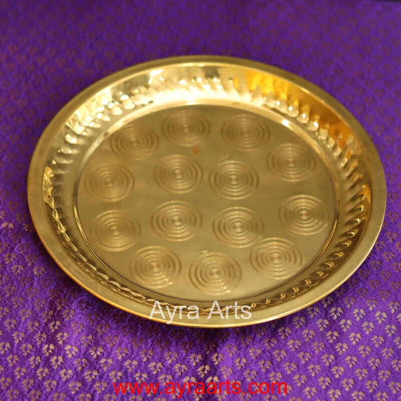 Brass Puja Plate for Home Temple Rituals