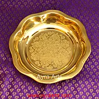 Brass Engraved Floral Itching Thambulam Plate Pooja Thali
