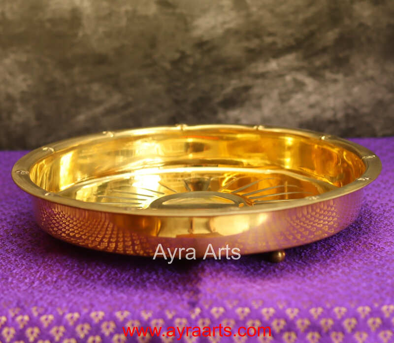 Brass Three Leg Kumcha Plate