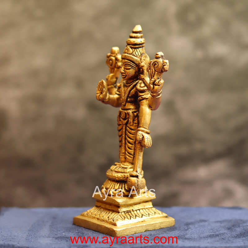 Brass Vishnu Murti Narayan Idol - 4.5 Inch Height