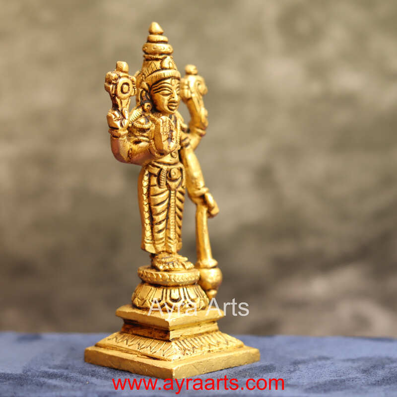 Brass Vishnu Murti Narayan Idol - 4.5 Inch Height