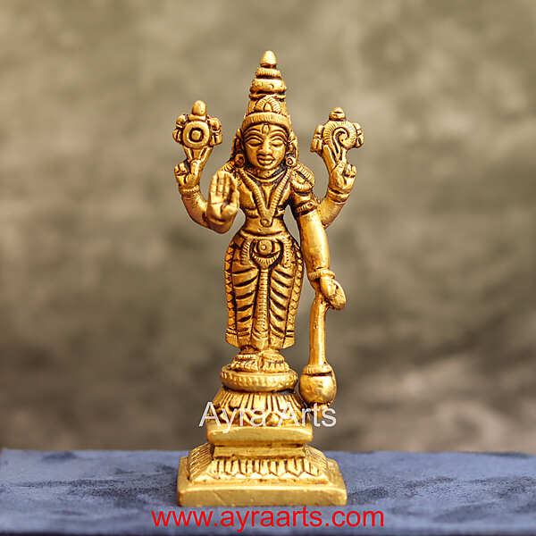 Brass Vishnu Murti Narayan Idol - 4.5 Inch Height