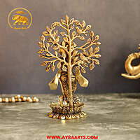 Brass Krishna With Tree 8 Inch