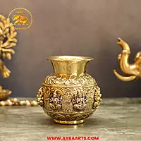 Brass Asta Lakshmi Kalash 5 Inch Height