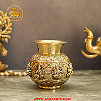 Brass Asta Lakshmi Kalash 5 Inch Height
