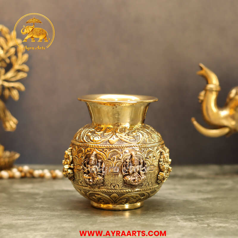 Brass Asta Lakshmi Kalash 5 Inch Height