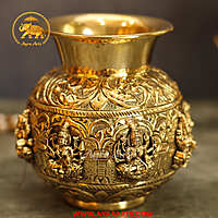 Brass Asta Lakshmi Kalash 5 Inch Height