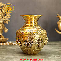 Brass Ashta Lakshmi Kalash 6 Inch Height