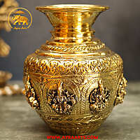Brass Ashta Lakshmi Kalash 6 Inch Height