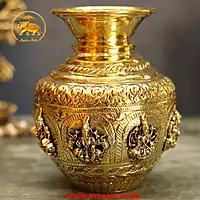 Brass Ashta Lakshmi Kalash 6 Inch Height
