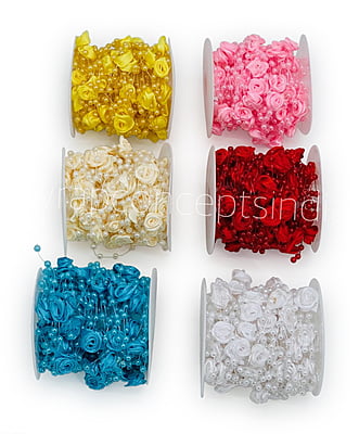 Pearl & Satin Rose String - Multicolour Pearl & Satin Rose String - Multicolour
