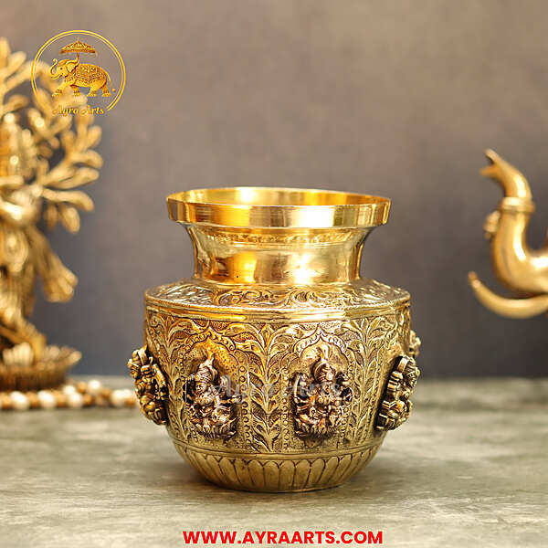 Brass Ashta Lakshmi Kalash 5.5 Inch Height