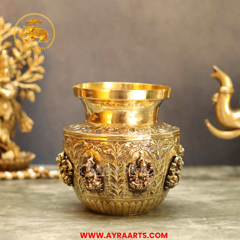 Brass Ashta Lakshmi Kalash 5.5 Inch Height